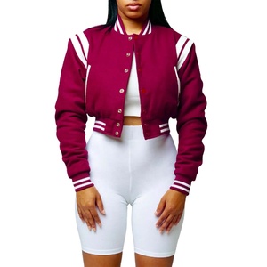 Custom Women <b>Crop</b> Top Varsity <b>Jacket</b> Premium Wool Blend Fashion Sample Service Available Direct Factory Export - Product Image 3
