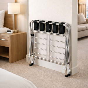 ชั้นวางกระเป๋าเดินทางแบบพับได้ ทำจากโลหะ พร้อมชั้นวางด้านล่าง ผลิตในไต้หวัน สำหรับใช้ในเชิงพาณิชย์ - Product Image 1