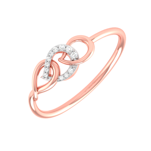 Bague de créateur en or rose 14 carats avec diamant véritable |   Bague de mariage pour femme sertie de pierres rondes de 0,15 carat |   Cadeau de bijoux élégants et raffinés pour elle - Product Image 3