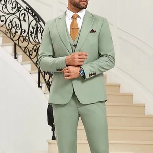 Traje de hombre de dos piezas de talla grande con impresión digital personalizada, abotonadura sencilla, abrigo de un botón de tela de estambre y pantalón con cremallera. - Product Image 3