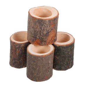 Acacia Wood Rustic <b>Tea</b> <b>Light</b> <b>Candle</b> <b>Holders</b> Wholesale | Handcrafted Bark Finish - Product Image 2
