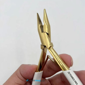 Professional Stainless Steel Hair <b>Extension</b> <b>Beads</b> Plier Strong Hold Gold Plated White Grip Handle Custom Brand Name ZETOMED PRO - Product Image 2