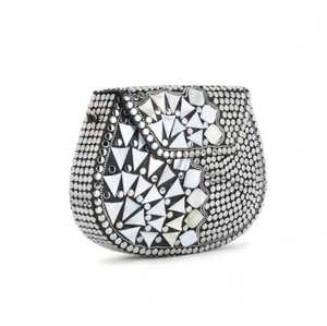 <b>Silver</b> Plated Zinc Alloy <b>Clutch</b> Bag With Rhinestone Embellishment Irregular Shape Fashion Handbag - Product Image 5