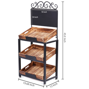 MyGift Best Seller Rustic Chalkboard 3-<b>Tier</b> Storage Rack <b>Shelving</b> Unit - Product Image 4