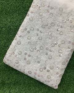 Luxury Sequin Embroidery Lace Fabric Floral Beaded Mesh Fabric African Wedding Party Dress Material - Product Image 4