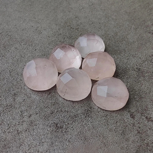 Cuarzo Rosa Natural, Corte Checker, Redondo, Parte Posterior Plana, Calibrado, Piedra Preciosa al por Mayor, Todos los Tamaños Disponibles - Product Image 5