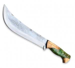 Cuchillo de Cocina Artesanal de Acero con Alto Contenido de Carbono, Mango de Madera de Burl con Resina Verde - Product Image 3