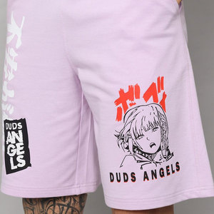 Shorts Bermuda Décontractés pour Hommes Duds Angels, Taille Haute, Cordon de Serrage, Tissu Oxford Écologique, Style Urbain, Imprimé Uni, Tricoté - Product Image 6