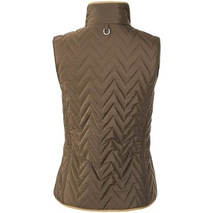 Chaleco acolchado para mujer, sin mangas, cintura alta, largo completo, patrón geométrico, cierre con cremallera, color marrón - Product Image 4