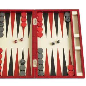 Factory Custom Modern Large 21 23 Inch Red Leather <b>Backgammon</b> Chips Chess Game <b>Set</b> with Leather Table for Children Middle East - Product Image 2