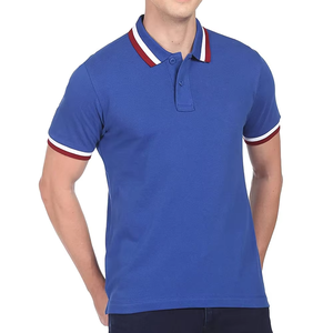 Camiseta Polo Corporativa de Punto Piqué, Mezcla de Algodón, Cuello con Detalle a Rayas, Logotipo Impreso Personalizado, Fabricante OEM, Personalizada para Uso, Nueva - Product Image 1