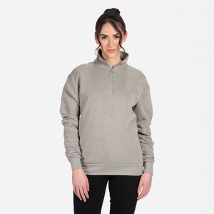 <b>Women</b> Fashion Fleece <b>Quarter</b> <b>Zip</b> Heather Gray Ladies <b>Quarter</b> <b>Zip</b> Fleece Zipper <b>Sweatshirts</b> Hoodie - Product Image 2