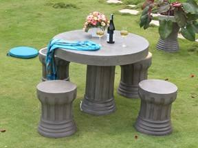 Juego de Mesa de Comedor de Concreto Celeste de Estilo Moderno, Ligero, Duradero, Impermeable, No Plegable, para Uso en Interiores y Exteriores, VIETCRAFTCHAIN - Product Image 5