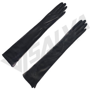 Guantes largos de piel de oveja negra de lujo al por mayor para mujer, ideales para fiestas y bodas. - Product Image 3
