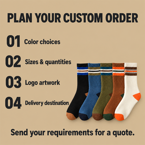 Chaussettes de compression personnalisées pour équipes, 100 % coton, motif rayé, logo, respirantes, tricotées, épaisses, régulières, pour adultes, usage quotidien décontracté - Product Image 4