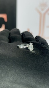 Pear Shape Moissanite Diamond <b>Solitaire</b> Halo <b>Ring</b> 925 Solid Sterling <b>Silver</b> Engagement <b>Ring</b> GRA Certified Synthetic Diamond <b>Ring</b> - Product Image 5