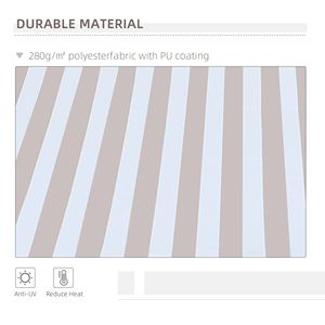 Tenda da Sole Retrattile Facile da Aprire 10x8 con Strisce Beige, Protezione UV, Telaio in Alluminio, Staffe per Tenda, Proiezione Massima 5m - Product Image 4