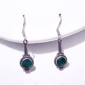 Boucles d'oreilles artisanales en argent avec pierre de lune ronde véritable et pierres précieuses multiples, prix de gros - Product Image 4