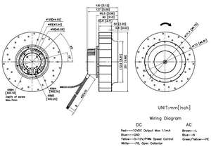 ECF250130 SYMBANG OEM 250x130mm 230V Moteur CC sans balais haute performance 70dB Ventilateur radial à pales métalliques Certifié CE Garantie 1 an - Product Image 3