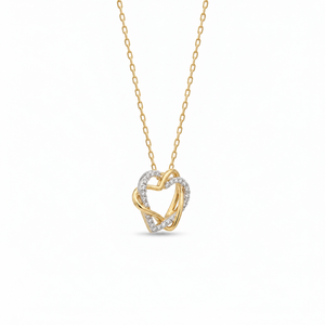DEF VS 14K Gold Lab Diamond 0.40ct Double Interlocking Heart Necklace Pave Set Heart Necklace Romantic <b>Gift</b> Couple <b>Love</b> Necklace - Product Image 2