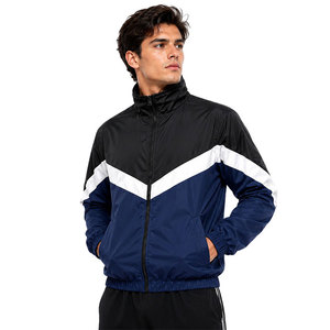 Chaqueta Cortavientos para Hombre con Bloques de Color, Ligera, Resistente al Viento, con Cierre Completo, Chaqueta Deportiva Impermeable para Actividades al Aire Libre - Product Image 1