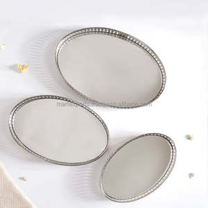 Meilleure vente plateau miroir fait à la main miroir de service plateau en métal pour la fête de mariage décoratif plateau de luxe - Product Image 1