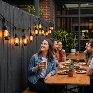 Guirlandes lumineuses <span class=keywords><strong>LED</strong></span> noires antiques, style lampe à huile vintage, lampes solaires de jardin suspendues pour jardin, patio, camping, décoration d'urgence - Product Image 6