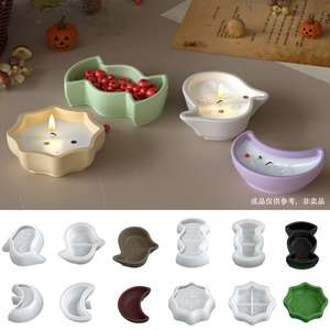 Molde de Silicona para Velas de Yeso con Forma de Taza de Caramelo Lunar con Telaraña de Araña Fantasma de Halloween para Aromaterapia - Product Image 1