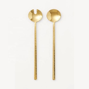 Service de table en acier inoxydable et plaqué or, ensemble de service pour salade en acier inoxydable, avec embout d'oiseau, pour bar à salade - Product Image 2