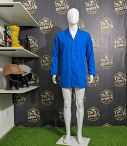 Blouse de laboratoire unisexe bleue en coton et polyester tissé, uniforme d'hôpital à manches longues avec poches et porte-stylo, détection d'aiguilles - Product Image 4