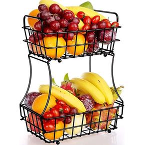 Paniers de rangement en fer forgé au design luxueux, paniers à fruits en métal antique pour la cuisine, pour le stockage des légumes - Product Image 1