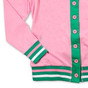 Pull en tricot rayé vert et rose à manches longues pour femmes et hommes, de haute qualité, OEM - Product Image 4