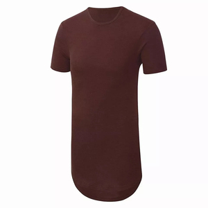 Camiseta larga para hombre, camiseta básica con cuello redondo, camiseta de corte largo con dobladillo curvo, camiseta de cola larga con parte inferior redonda para hombre - Product Image 1