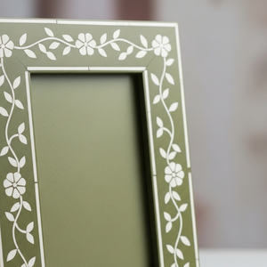 Handcrafted Beige Bone Inlay Photo Frame with Floral <b>Vine</b> Design Luxury Decorative Picture Frame for Home & Office Decor - Product Image 5