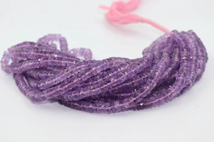 Perles en forme de pneu à facettes en améthyste rose perles de coupe de roue en améthyste fabrication de bijoux perles en vrac de pierres précieuses brins de 16 pouces - Product Image 4