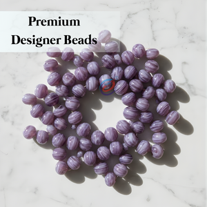ลูกปัดแก้วสีม่วงทรงรอนเดลล์แบบพรีเมียมสำหรับทำพวงมาลัย |   เชือกตกแต่งมีสไตล์สำหรับงานเทศกาลที่บ้าน ใช้สำหรับแขวนประตู งานฝีมือ ขนาด 16-18 มม. - Product Image 5