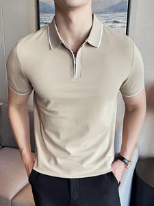เสื้อโปโลแขนสั้นถักสำหรับผู้ชายแบบสั่งทำพิเศษจาก MRI สีพื้น ดีไซน์ซิป ¼  ระบายอากาศได้ดี ทรงปกติ ผลิตจากโพลีเอสเตอร์ - Product Image 3