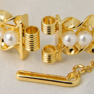 Wholesale Little Bee Jewelry Fine Vintage 18K Gold Plated Coin <b>Bangle</b> Bracelets Women Pearls Trendy <b>Copper</b> Cuff for Wedding - Product Image 2