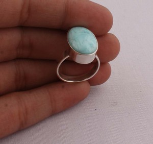 Natural Larimar <b>Ring</b> 925 Sterling <b>Silver</b> Jewelry Ocean Blue Gemstone <b>Ring</b> Vintage Style Caribbean Larimar <b>Statement</b> <b>Ring</b> For Her - Product Image 4