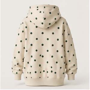Sweat à capuche surdimensionné pour femme Off White personnalisable, coupe longue, à pois décalés, en coton bouclé French Terry WPHOOD-0006 - Product Image 6