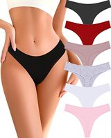 Tangas de punto de algodón 100% para mujer, sexys, de talle bajo, con encaje bordado, transpirables, ecológicas, OEM, paquete de 3, antiestáticas