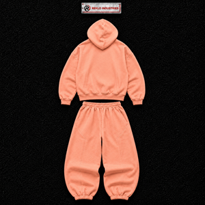 Conjunto de Sudadera con Capucha y Pantalones Jogger Oversize Rosa Melocotón Unisex, Ajuste Holgado, Estilo Casual Urbano, Ropa de Invierno para Descansar - Product Image 6