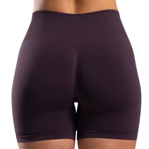 <b>Womens</b> Dark Plum High Waist Gymwear <b>Shorts</b> Stretch <b>Compression</b> Workout Fitness Training Yoga Activewear Performance Wear - Product Image 4