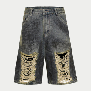 Nouveau Jean en Denim Tricoté Droit Effet Vieilli de Haute Qualité, Coton, Design Personnalisé, Vintage, Déchiré, Impression Réfléchissante - Product Image 4