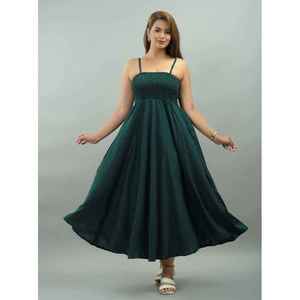 Vestido Maxi Holgado sin Mangas para Mujer, 100% Algodón, Cintura Imperio Fruncida, Estilo Casual para Fiesta - Product Image 3