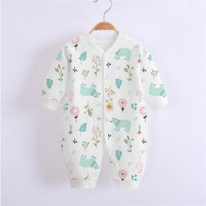 Mameluco de Bebé Azul con Estampado de Pato, Unisex, de Algodón, Manga Larga, Cuello Redondo, Cierre de Botones, para Primavera - Product Image 4