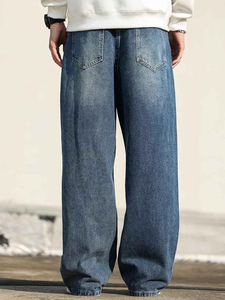 Jean en denim délavé coupe large pour homme, en coton mi-lourd, style décontracté, idéal pour l'automne - Product Image 4