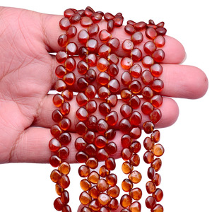 Perles lisses en grenat Hessonite AAA de 7-8 mm en forme de cœur, pierres semi-précieuses naturelles en grenat Hessonite, perles en vrac pour bijoux - Product Image 2