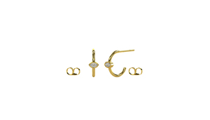 Boucles d'oreilles créoles minimalistes en or 18 carats avec diamants taille marquise, clous d'oreilles, bijoux fins pour femmes - Product Image 3