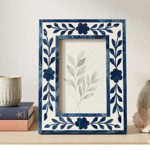 ZONE ARTISANAUTE HCZ-43 Cadre photo rectangulaire moderne léger fait main en os incrusté, impression numérique 1 couleur bleu - Product Image 6